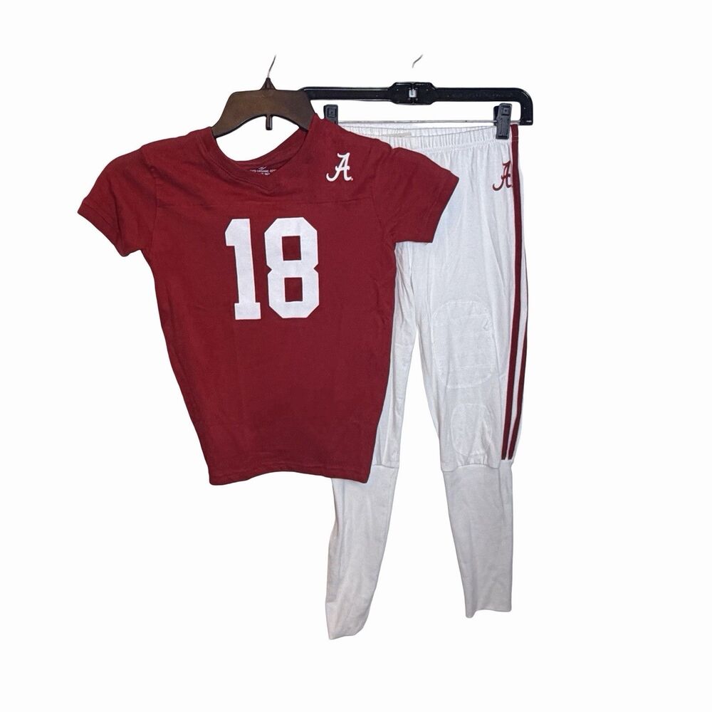 Alabama Crimson Tide #18 Wes and Willy Boys Kids Short Sleeve Pajama Set Size 14